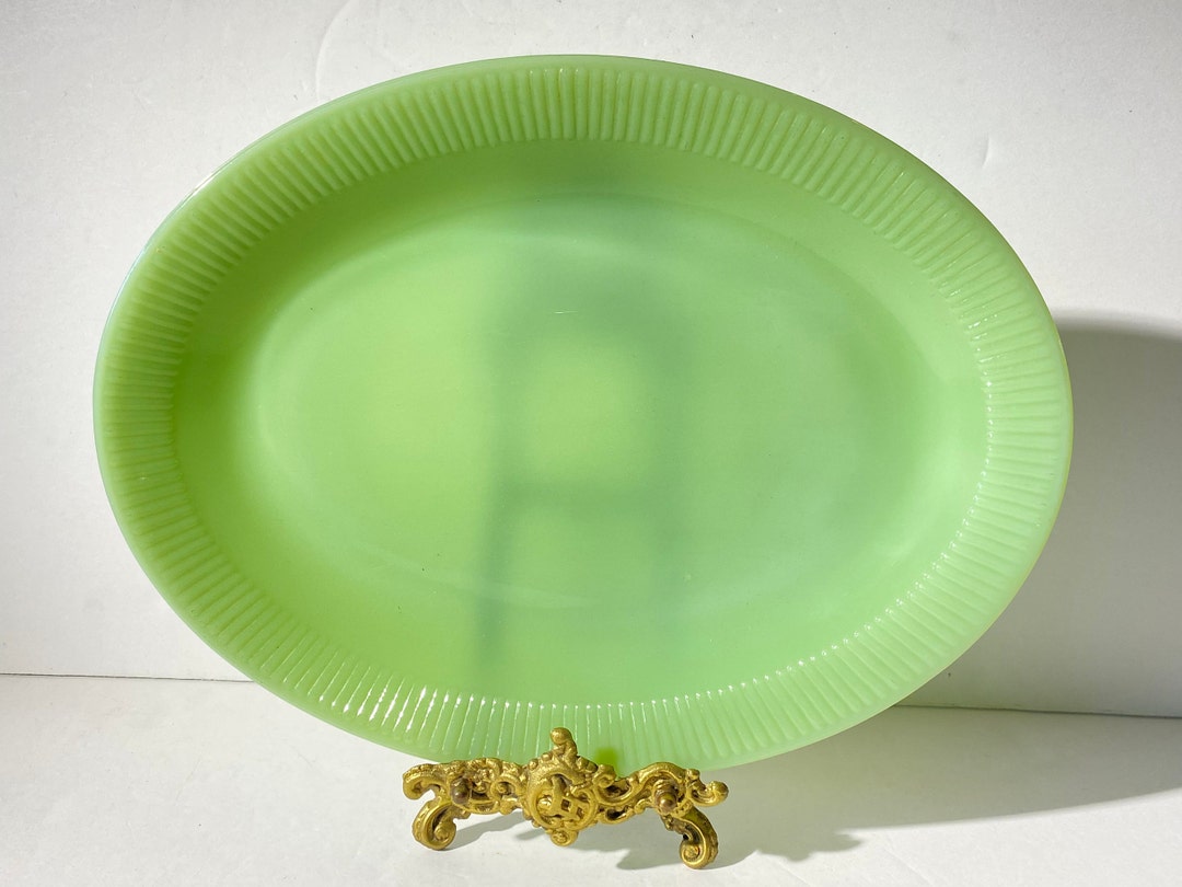 FIRE KING Jadeite Jadite Jane Ray Serving Plate 12 Inches Collectible