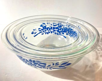 PYREX Daisy Citrus Cinderella Nesting Bowls 441 442 443 444