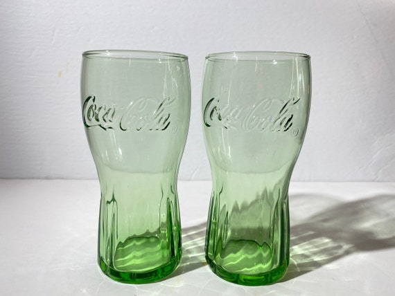 Two Vintage Red Double Logo Coke Coca-Cola Glasses