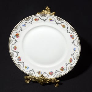 Plato de almuerzo SORAU de porcelana alemana de 8 pulgadas, vajilla vintage de porcelana rara con relieve floral dorado 6017