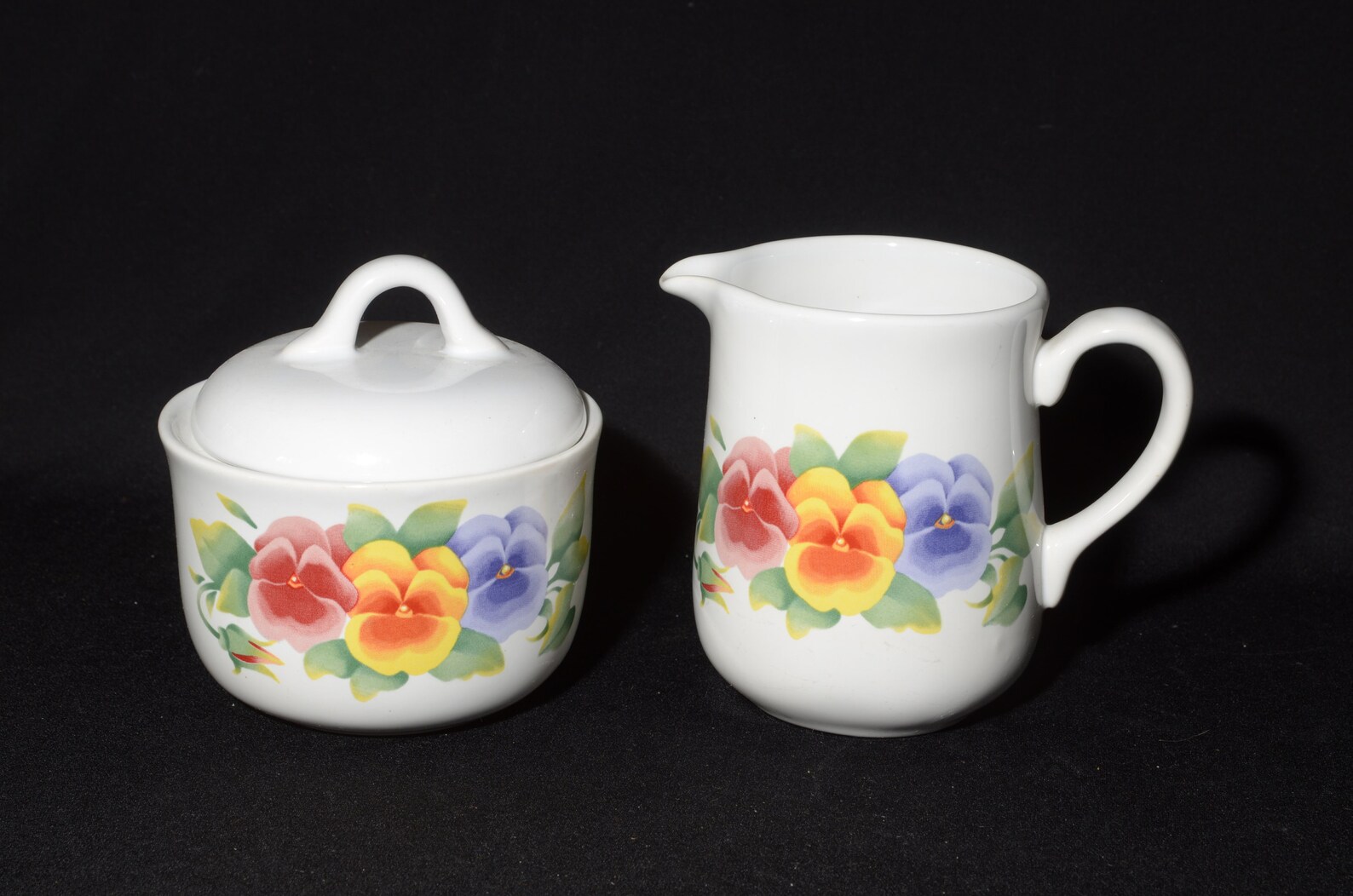 Vintage Corelle Pansy Creamer and sugar bowl Etsy
