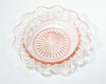 OLD COLONY Pink Depression Glass cookie jar with lid Lace edge 