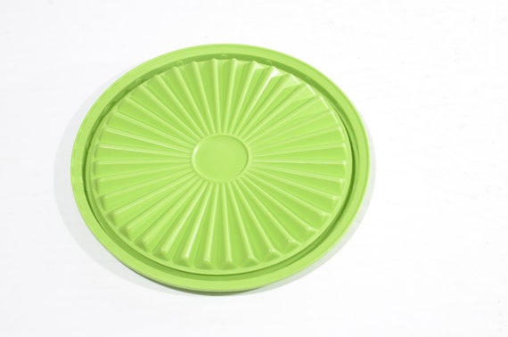 Vintage TUPPERWARE Green Lime Apple Green Round Canister 1297