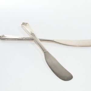 Vintage set of 2 Tudor plate ONEIDA Community Sweet Briar flatware butter knife Set stainless mid century cutlery 1948