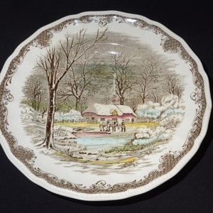 Shakespeare Sonnets dinner plate 10 inches Anne Hathaway&#39;s Cottage Kensington R2815 England vintage Transferware winter scene DAMAGED
