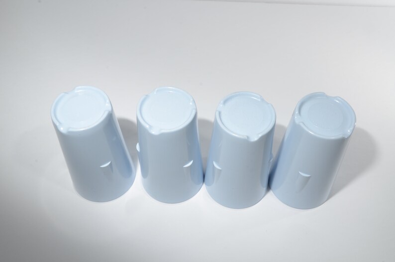 hard to find 337 set of 4 Canada GPL blue Vintage,Melmac Pastel 3 34 tall melamine Stacking,Canadian Hard Plastic Tumbler