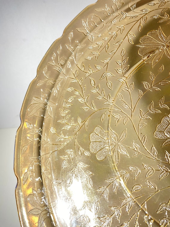 Depression Glass FLORAGOLD Louisa Jeannette Glass Marigold Fruit