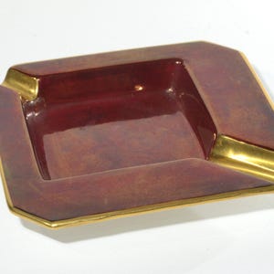 Vintage Rouge Royale Carlton Ware ashtray Collectible England 1622 red gold 2 slots tobacciana cigar holder cigarette holder