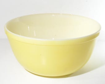 Ciotola da portata/mescolo vintage gialla, diametro 9,5", in vetro opalino, stile rustico, per cucina, da forno, senza marchio CHIP