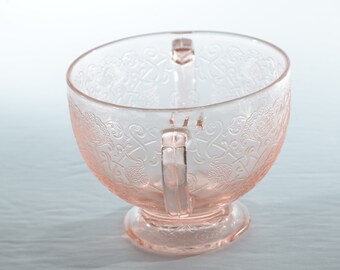 HAZEL ATLAS GLASS Co ピンクデプレッショングラス シュガーボウル