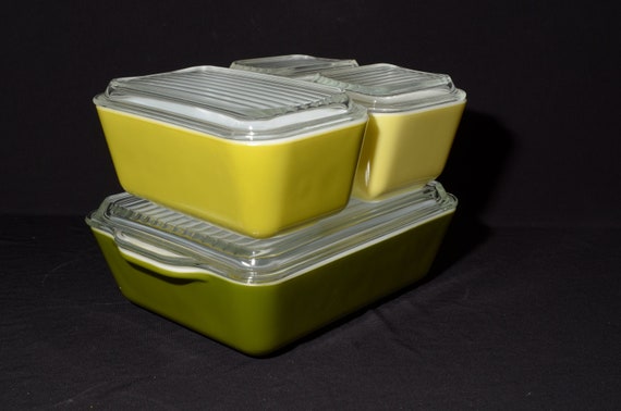 PYREX Verde Full Set Fridgie Lid Fridge Vintage Pyrex Set
