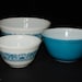 PYREX Horizon Blue Set of 3 Bowls 401 402 and 403 Vintage Pyrex Mixing ...