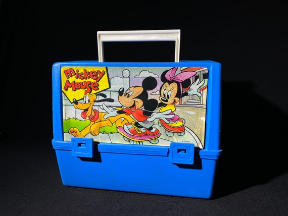 Vintage Plastic Lunch Box Blue Disney Mickey Mouse Collectible