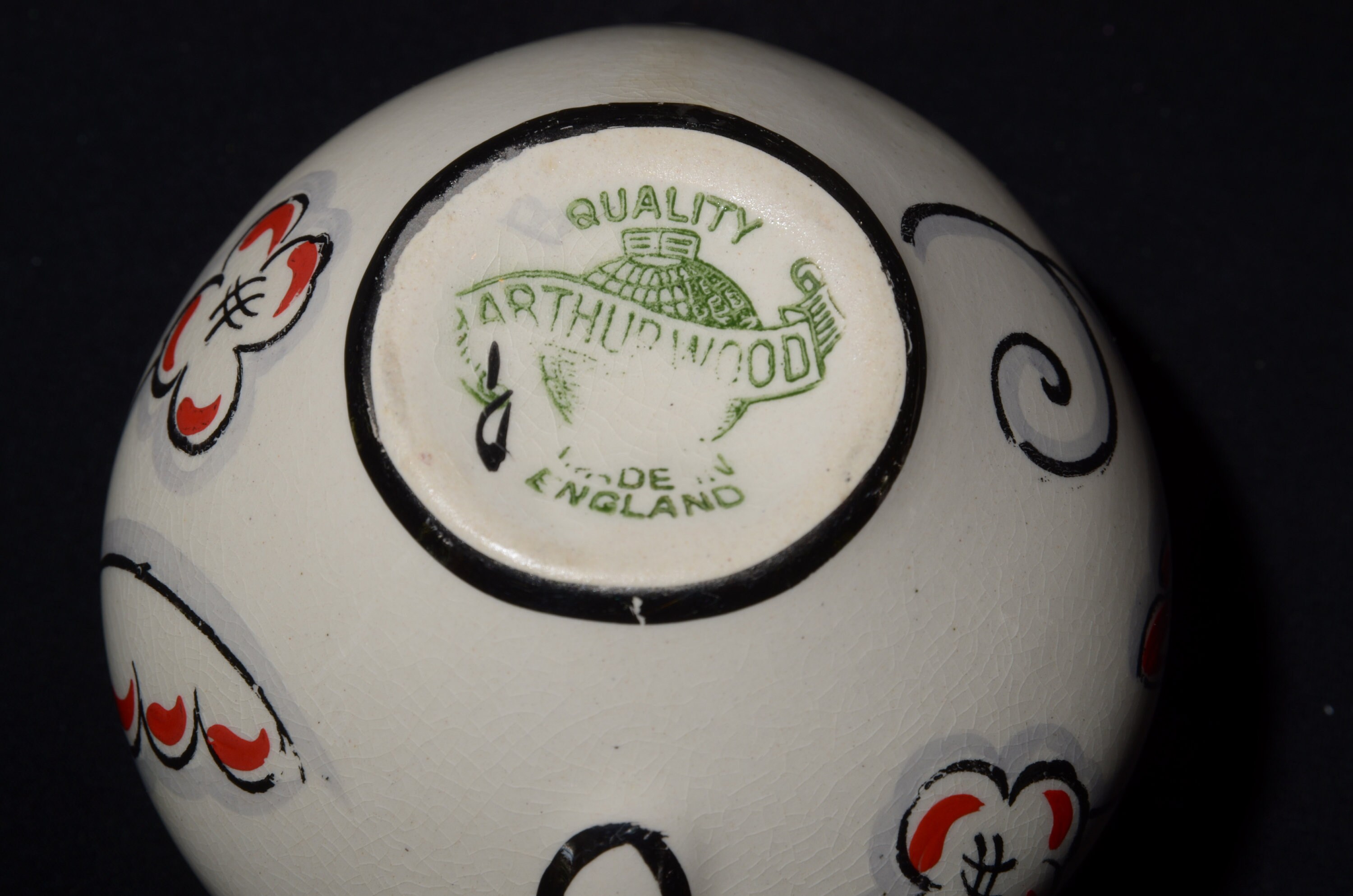 Vintage Arthur Wood Small Gravy Boat Floral Red Black Grey Etsy