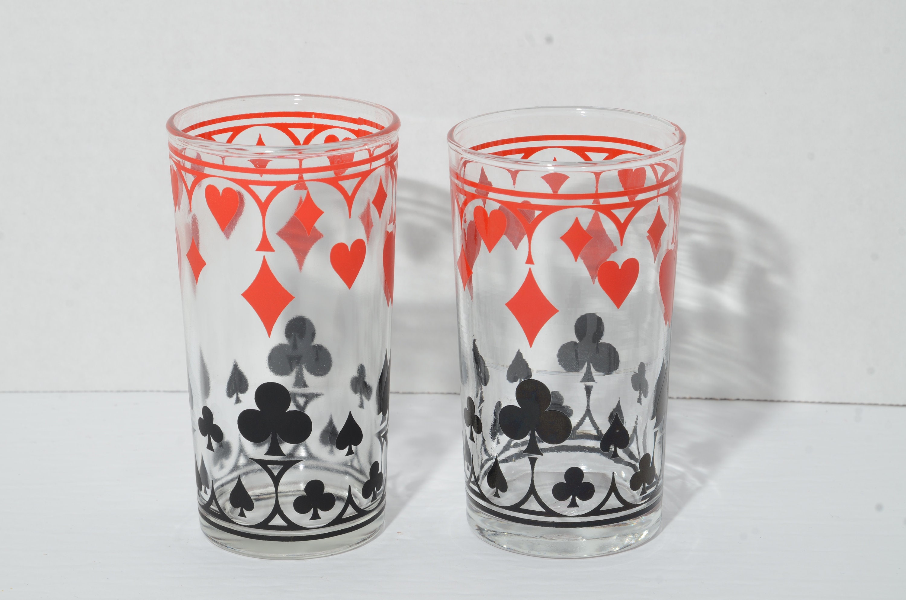 Mustard glass Vintage playing card glass Retro glass Etsy