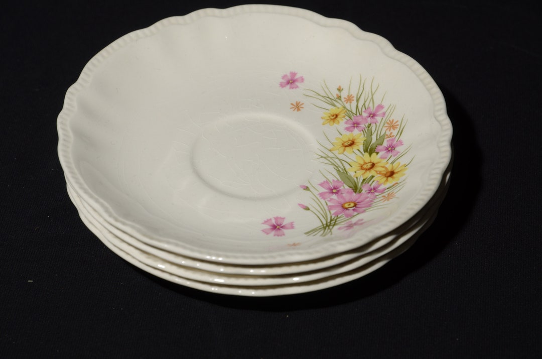 Ensemble de 4 soucoupes vintage Sovereign Potters Summer Bouquet