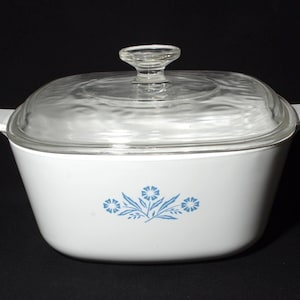 CORNING WARE 2.5 Qt Vintage Blue Cornflower Casserole 2 1/2 Qt 80 oz Glass Lid Casserole Dish Pyroceramic Pyrex 2.5 quart Canada P-2 1/2-B