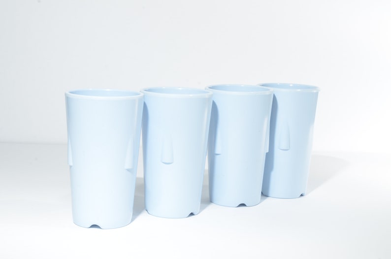 hard to find 337 set of 4 Canada GPL blue Vintage,Melmac Pastel 3 34 tall melamine Stacking,Canadian Hard Plastic Tumbler