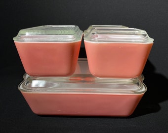 PYREX Pink Full Set Fridgies With Lids Vintage Pyrex Set 1950s