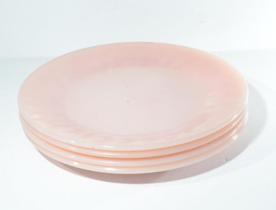 ファイヤーキング ピンクスワール ディナープレート 3枚 50's ビンテージ ピンクスワール ファイヤーキング ディナープレート3枚