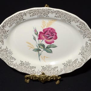 Swinnertons Golden Rosette ironstone Serving plate platter dinnerware vintage 10 3/4" 22 Kt gold England Luxor Vellum Staffordshire