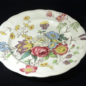 Copeland SPODE Gainsborough chop plate round platter serving plate 13 inches Bone china England floral multicolor (Malborough) CRAZING