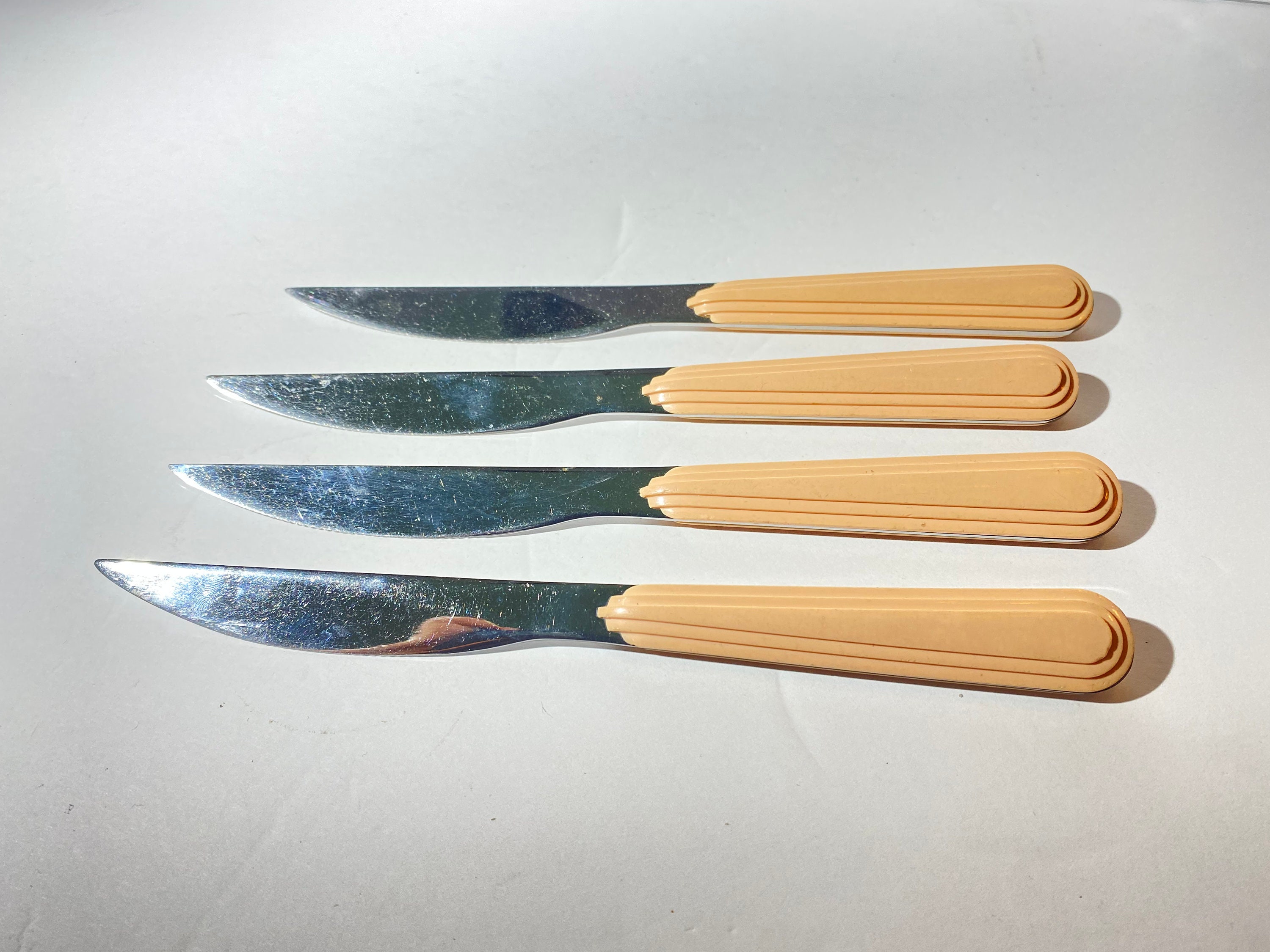 Vintage Set of 4 JAZZ Knife Flatware Utensil Salmon Pink Etsy