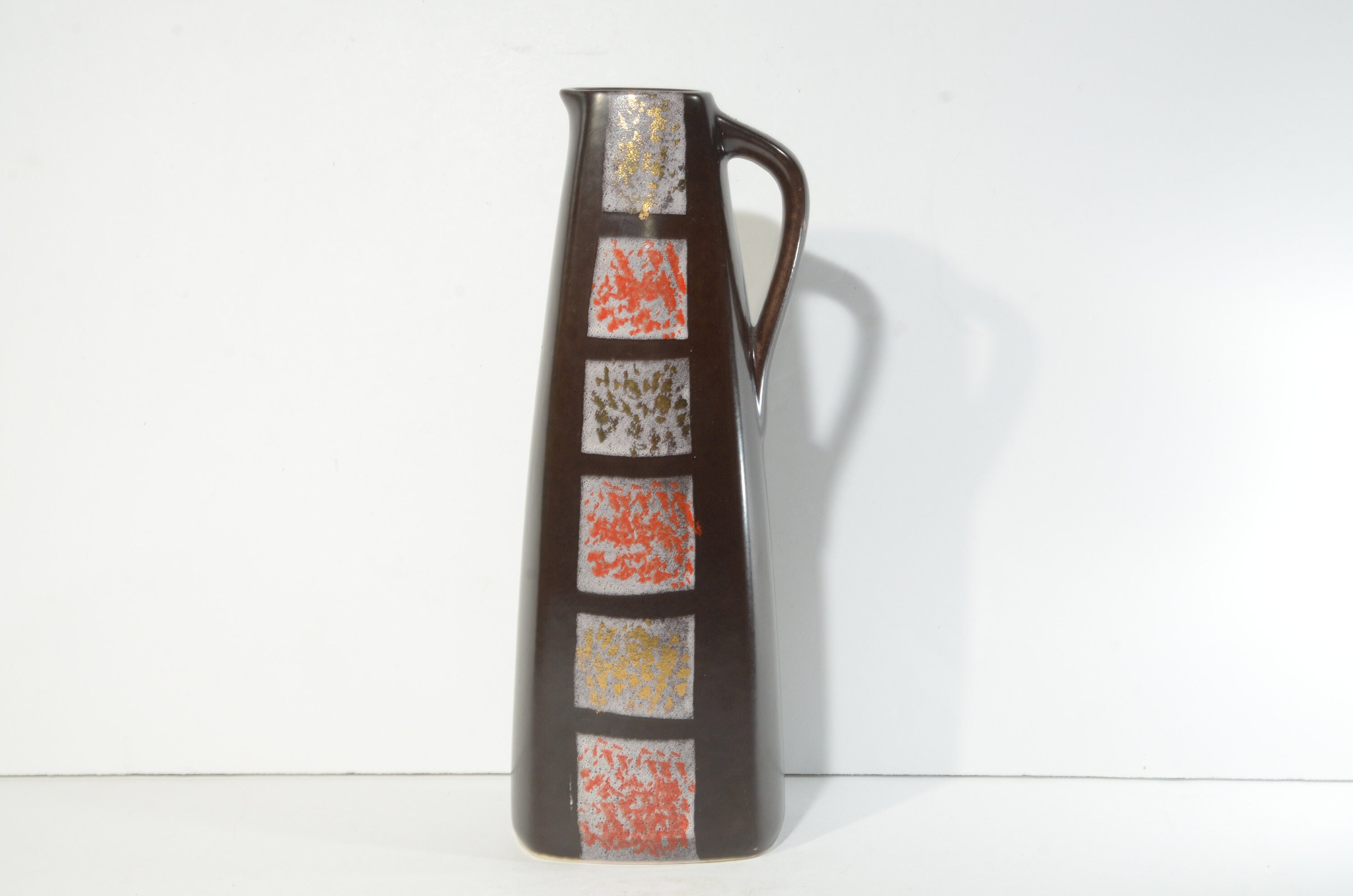 ヴィンテージ Strehla Keramik 東ドイツ製 花瓶 ダークブラウン