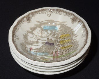 Set of 4 Shakespeare Sonnets soup bowl  6.5" England vintage Transferware Kensington R2815 castle landscape