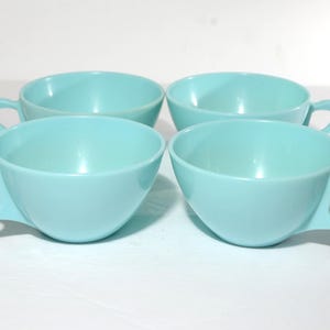 Vintage Gencraft MELMAC turquoise blue Set of 4 Teacups Mid century Hard Plastic Melamine Melmac Dinnerware Camping Canada cup