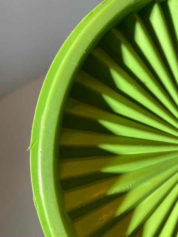 Vintage TUPPERWARE Green Tall Canister 1222 Servalier Snap on Lid