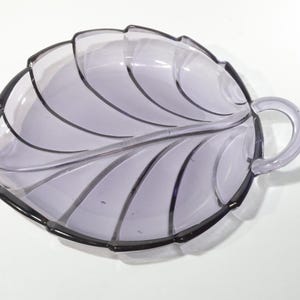 Vintage purple glass leaf shaped dish serving dish candy dish fall dish leaf shaped dish CHIP 8 inches