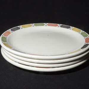 Set of 4 Vintage Grindley DURALINE CARNIVAL plate 7 inches dessert salad restaurant ware vitrified England hotelware OT1