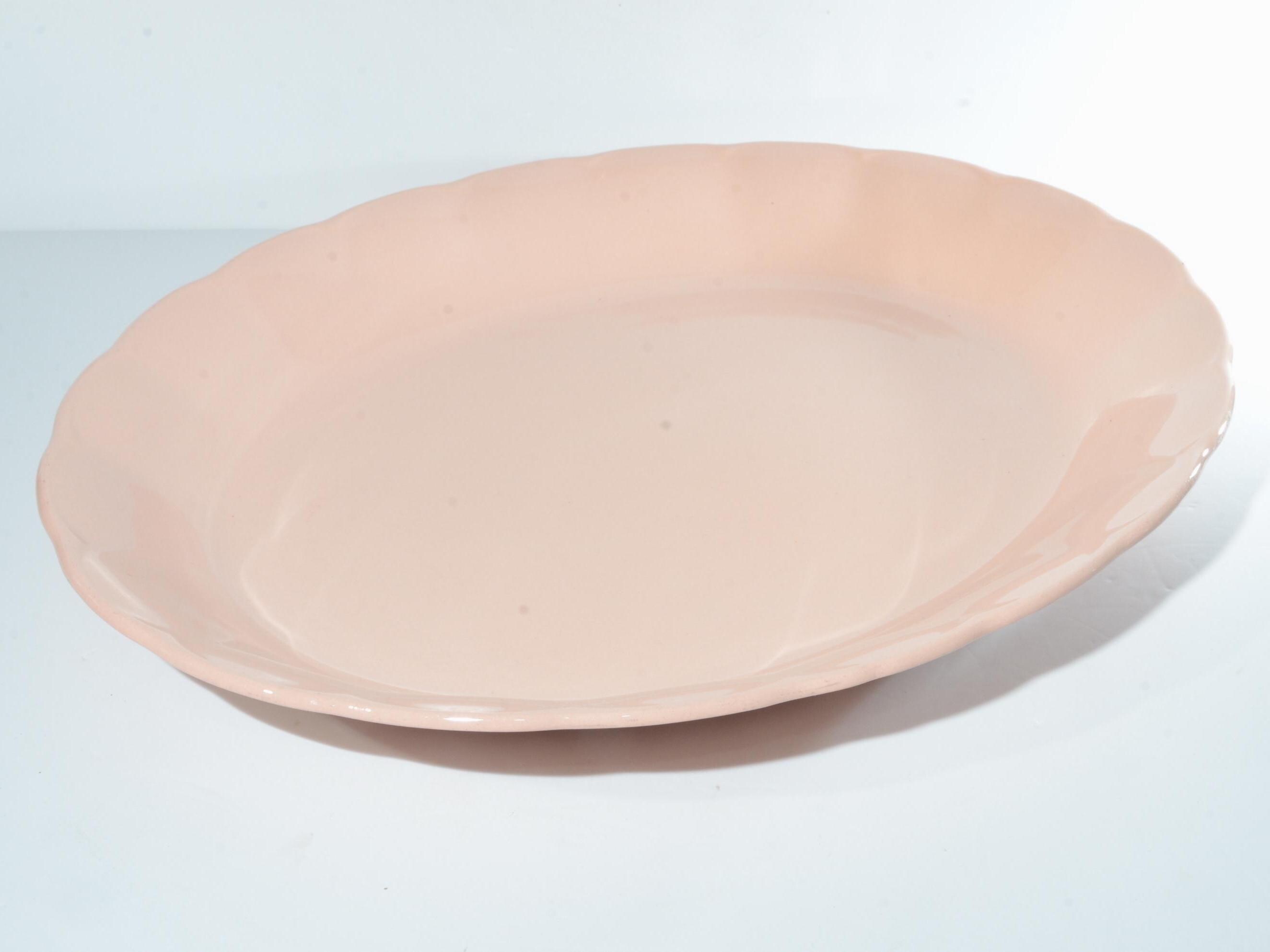 Vintage Peach Petal GRINDLEY large oval platter 14 inches ironstone pastel Petal Ware serving dish pink scalloped edge