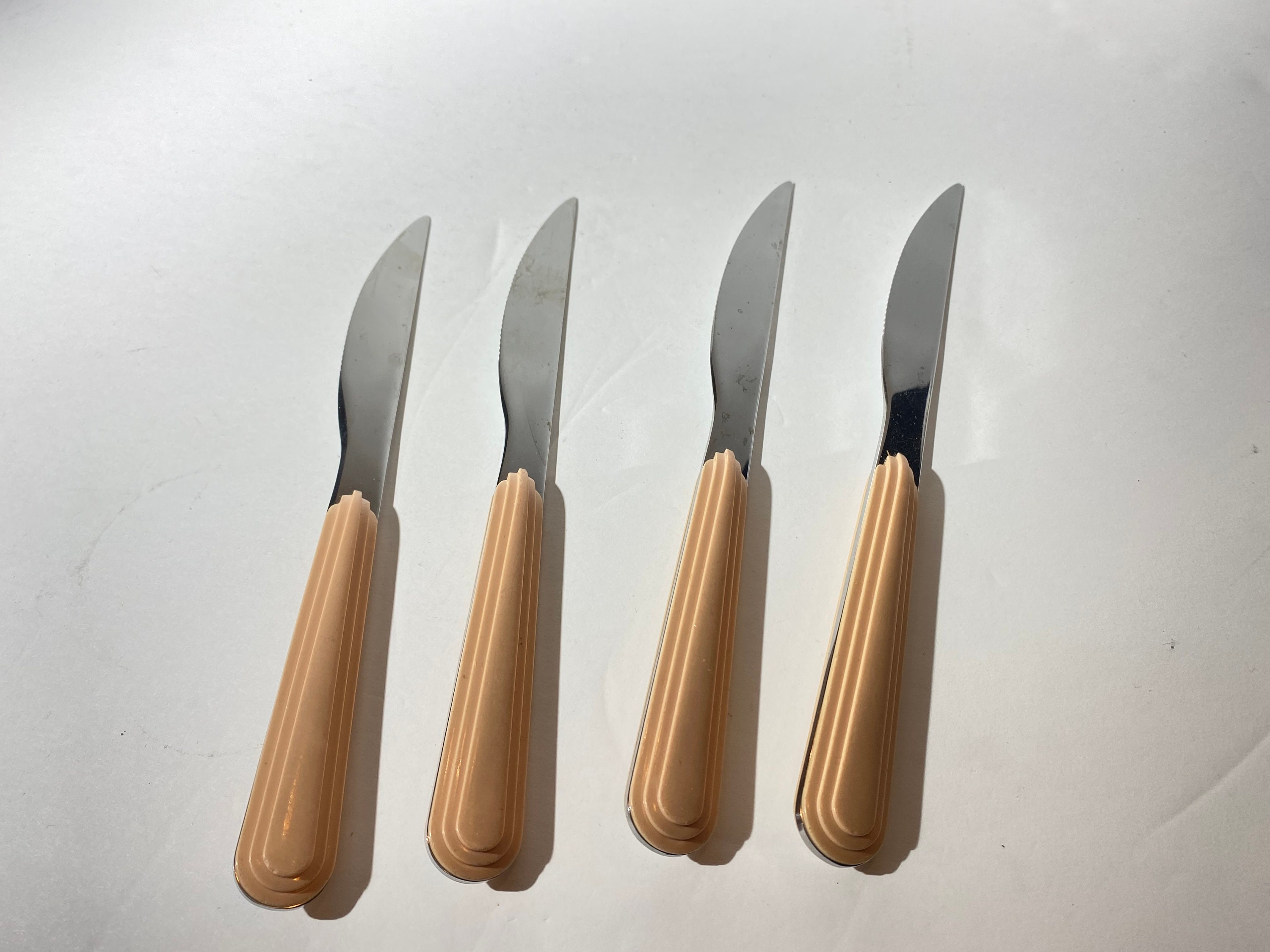 Vintage Set of 4 JAZZ Knife Flatware Utensil Salmon Pink Etsy
