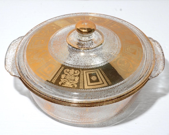 Fire-King キャセロール FIRE KING Culver 22Kゴールド オーブンガラスキャセロール皿 1960年代