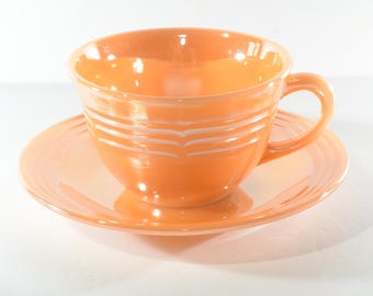 Tasse à Thé Vintage Anchor Hocking Peach Lustre – Verre Orange + 2 Tasses