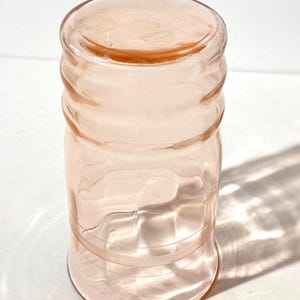MacBeth-Evans Pink depression glass tumbler 4 3/4" tall tea vintage pink depression Pink glass ring frosted band ribbed MacBeth Evans image 7