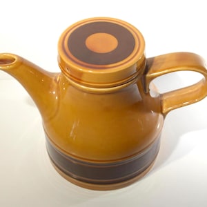 Vintage Royal Alma coffee pot Ironstone Staffordshire Teapot Brown Stripes 1970s Excellent