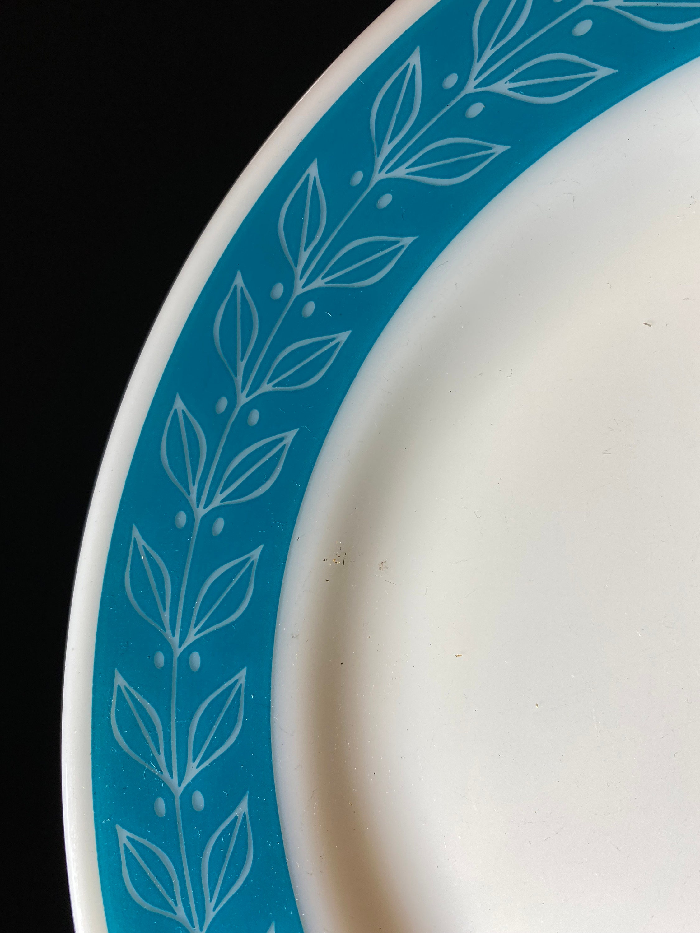 PYREX ターコイズローレルリーフディナープレート 4枚セット