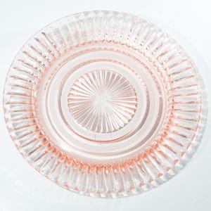 Pink Depression Glass Queen Mary by Hocking Glass footed sherbet plate 6.75&quot; Dessert plate Lovely Mid-century Bread Butter 1930s