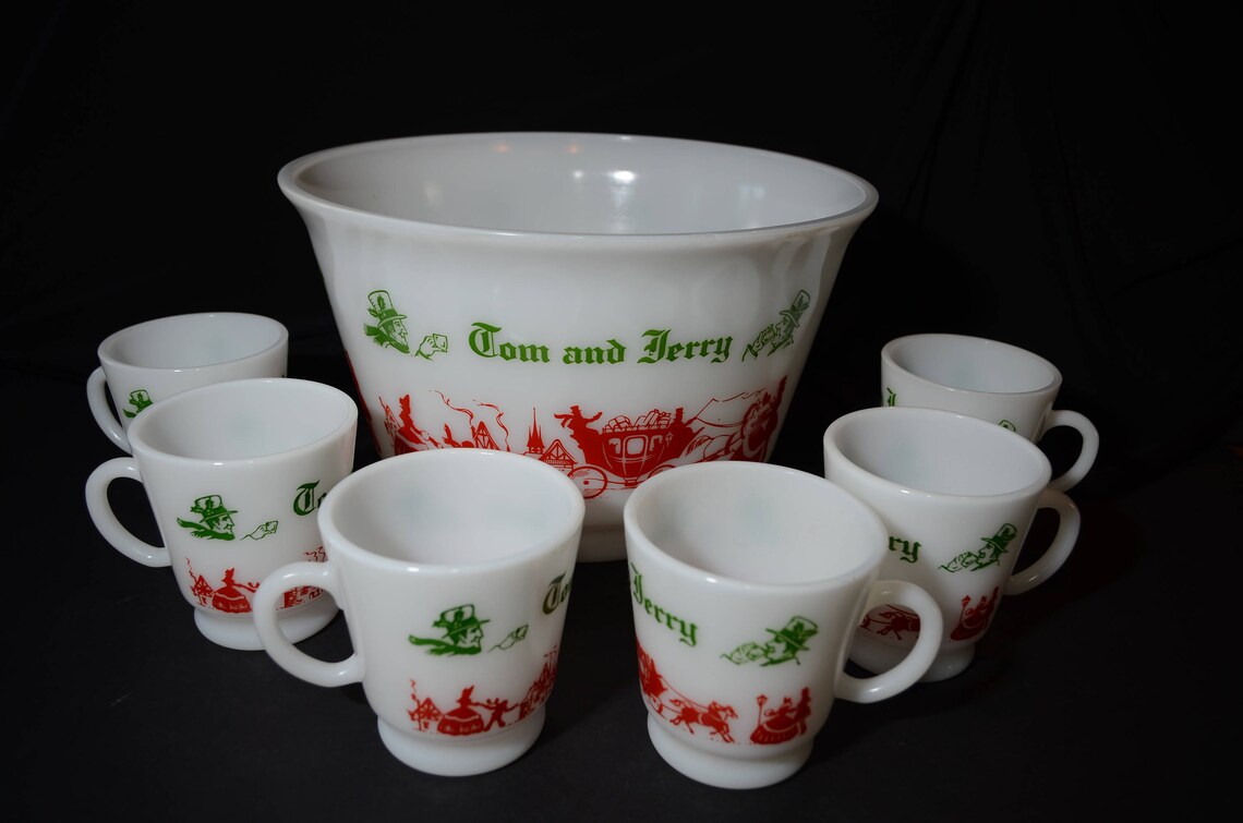 HAZEL ATLAS 1950s Tom and Jerry Egg Nog Set 6 Cups Punch Etsy