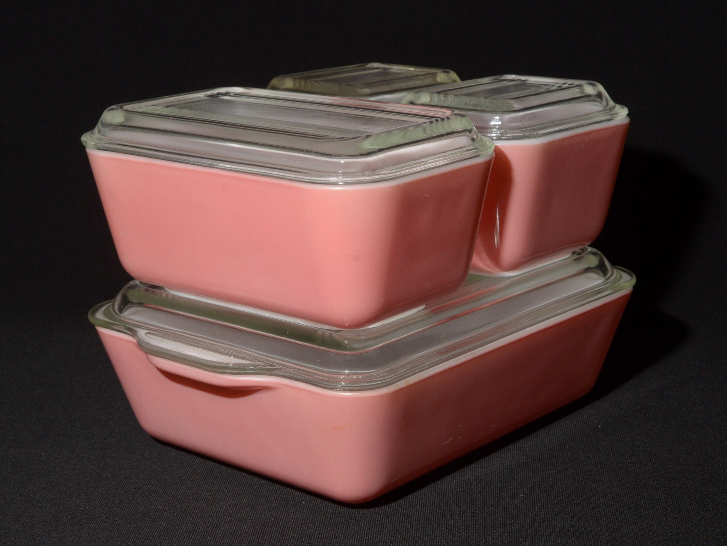 PYREX Pink Full Set Fridgies With Lids Vintage Pyrex Set 1950s