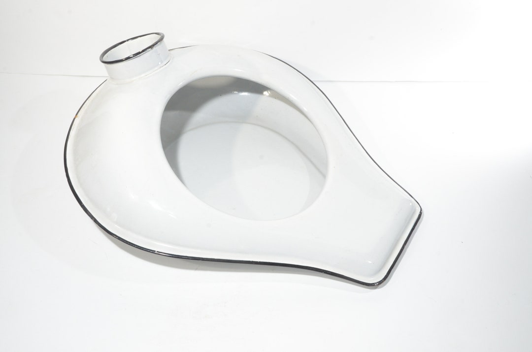 Vintage Enamelware Bedpan Urinal Nursing Student Gift Enamel Ware