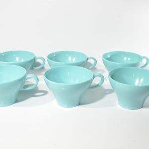 MELMAC turquoise blue Set of 6 Teacup Mid century Hard Plastic Melamine Melmac Dinnerware Camping cups
