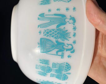 PYREX バタープリントミキシングボウル 3点セット ヴィンテージ PYREX 3個セット アミッシュ バタープリント ターコイズ