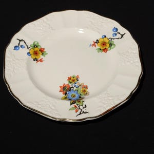 Empire England Dessert plate floral bouquet Circa 1930's art deco embossed Bone China vintage small plate bread plate