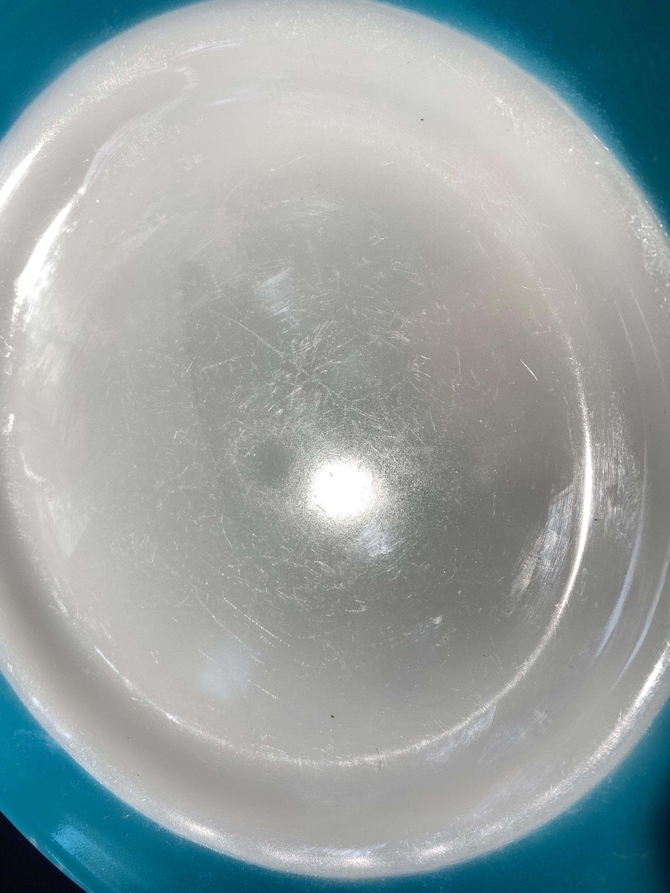 PYREX Set of 4 Turquoise Band Dinner Plate Blue Border Rim 10