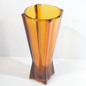 Vintage 1961 MCM Anchor Hocking Rich-Amber Glass Rocket Vase 9 inches tall