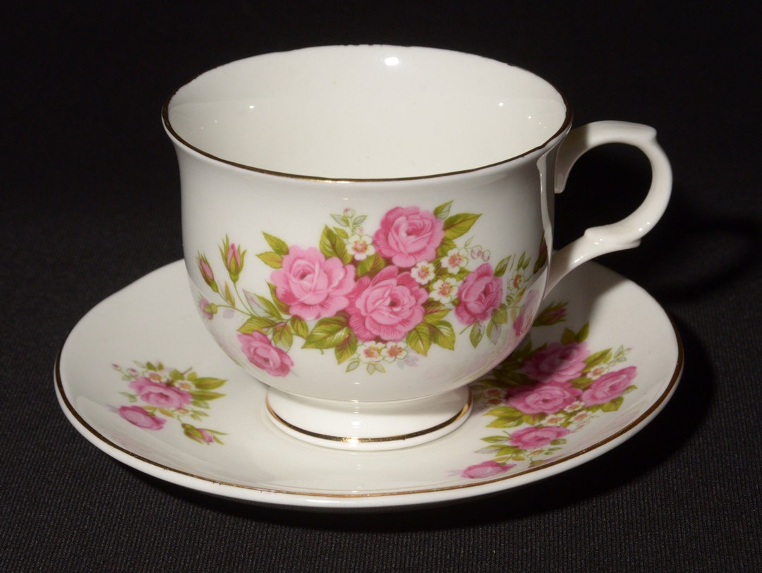 SADLER Wellington Tea Cup and Saucer Set Pink Rose Bouquet Etsy